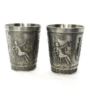 German 3 D Shot Glasses by Frieling Zinn Vintage
